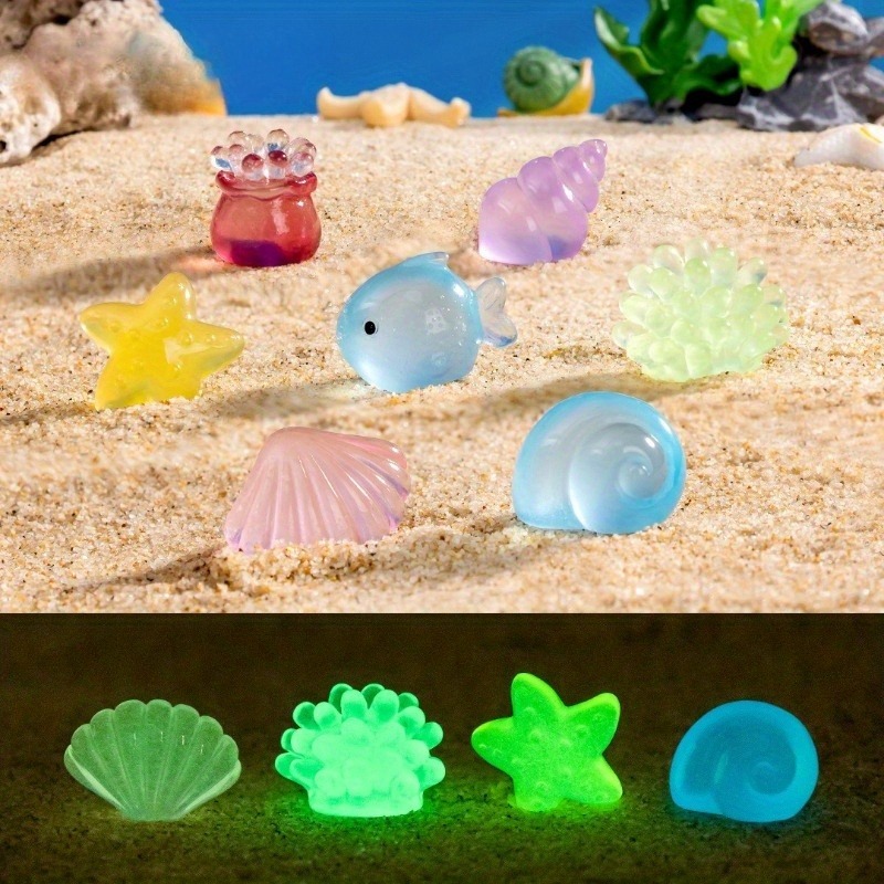 Aquarium Fish Glow In The Dark - Glow-in-the-dark oceaan dierenminiaturen, hars lichtgevende ornamenten