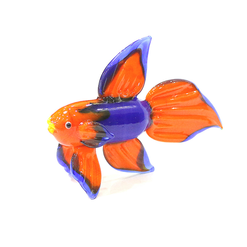 Fish Toy In Aquarium - Oranje Murano Glas Tropische Vis Beeldje
