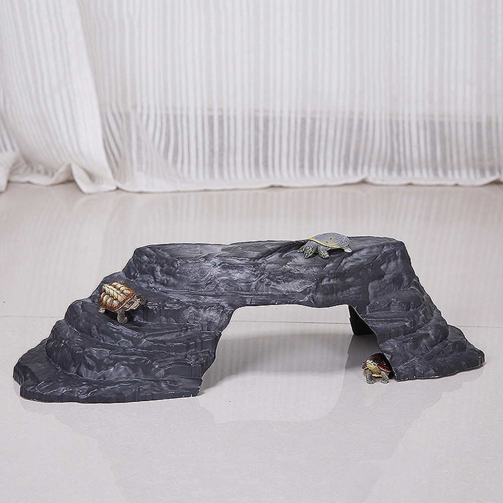 Aquarium Fish Dragon - Groot imitatiestenen schildpad-zonneplatform, reptielenklimbrug, aquariumdecoratie voor