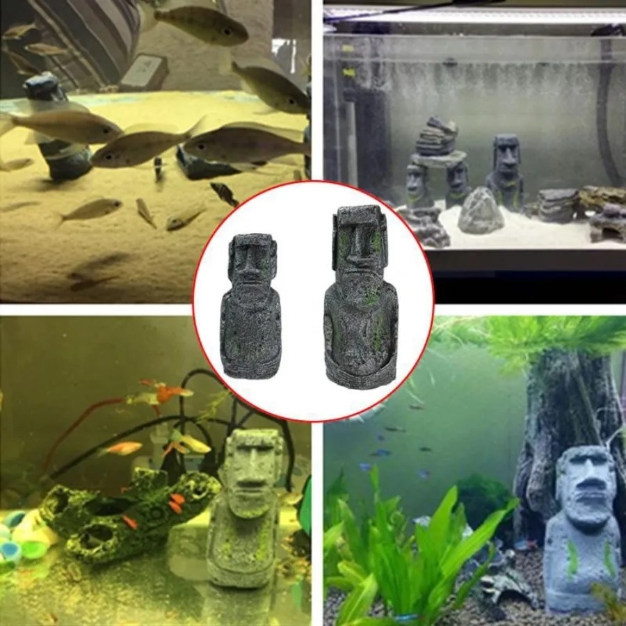 Aquarium Fish Artificial - Paaseiland Stenen Standbeeld Hars Decoratie Aquarium